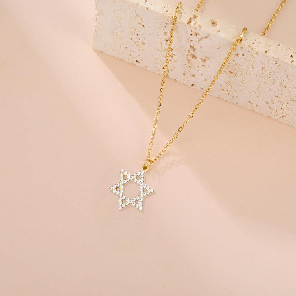 VASSAGO Halsband med davidsstjärnan, talisman, rostfritt stål, hänge, judisk sexkant, israelitiskt smycke för män