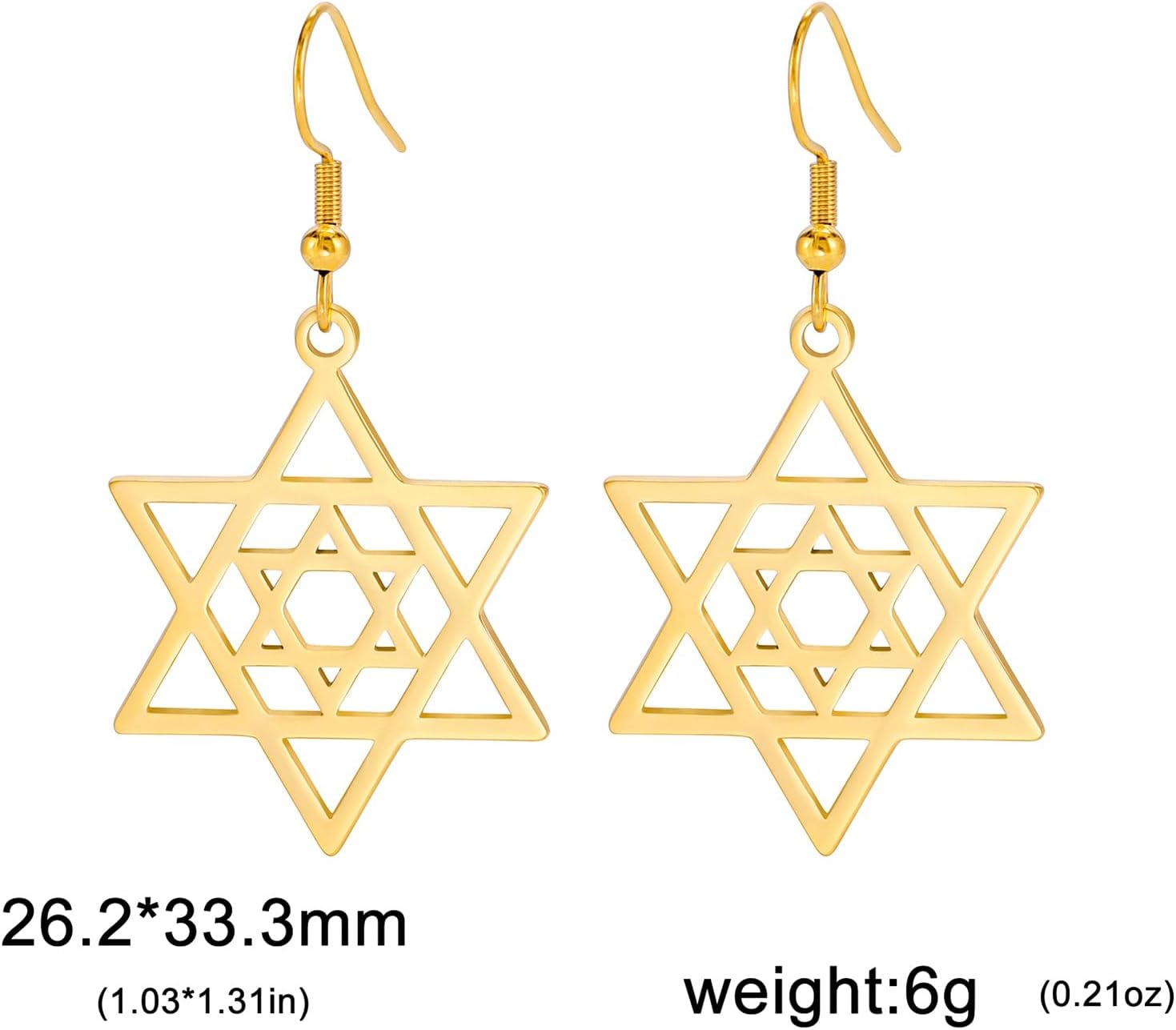 VASSAGO Davidsstjärna örhängen för kvinnor judisk stjärna med kors hängande droppörhängen rostfritt stål sexspetsiga stjärnörhängen Israel religiös judisk Hanukkah smyckesgåva