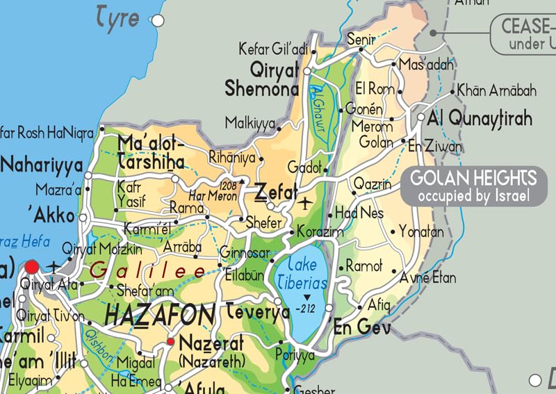 Karta över Israel, storlek A2, 59,4 x 42 cm, papperslaminerad