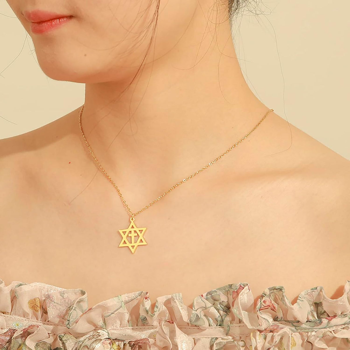 VASSAGO Halsband med davidsstjärnan, talisman, rostfritt stål, hänge, judisk sexkant, israelitiskt smycke för män
