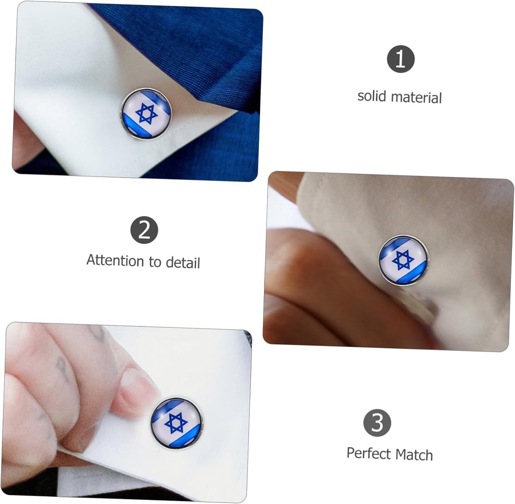 PACKOVE 1par Israel Flag Cufflinks För Kostym Unik Design Hantverk Stilig Accessoar För Formella Tillfällen Och Vardagskläder