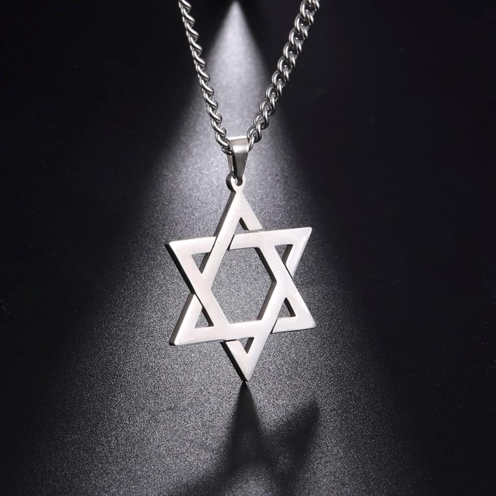 VASSAGO Halsband med davidsstjärnan, talisman, rostfritt stål, hänge, judisk sexkant, israelitiskt smycke för män