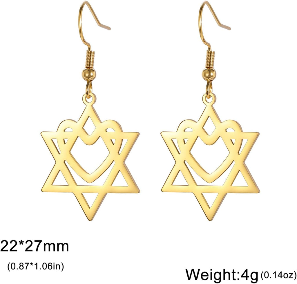 VASSAGO Davidsstjärna örhängen för kvinnor judisk stjärna med kors hängande droppörhängen rostfritt stål sexspetsiga stjärnörhängen Israel religiös judisk Hanukkah smyckesgåva