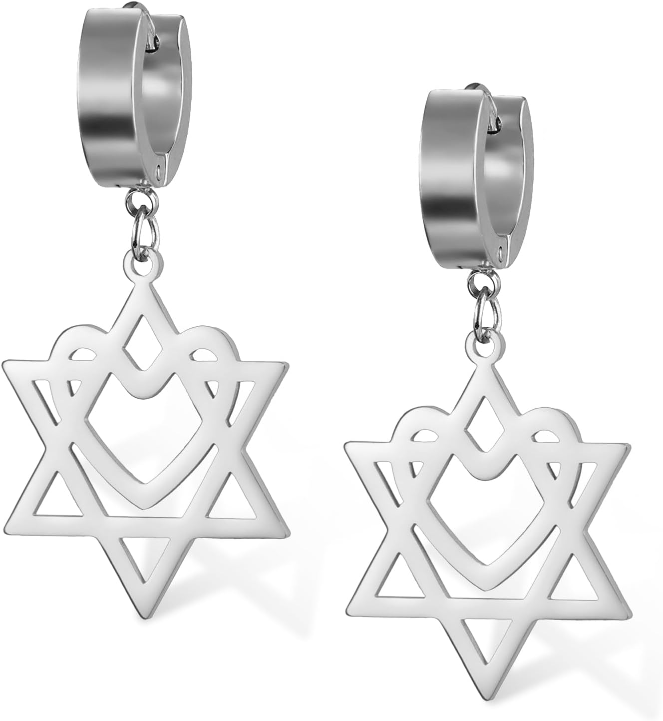 VASSAGO Davidsstjärna örhängen för kvinnor judisk stjärna med kors hängande droppörhängen rostfritt stål sexspetsiga stjärnörhängen Israel religiös judisk Hanukkah smyckesgåva