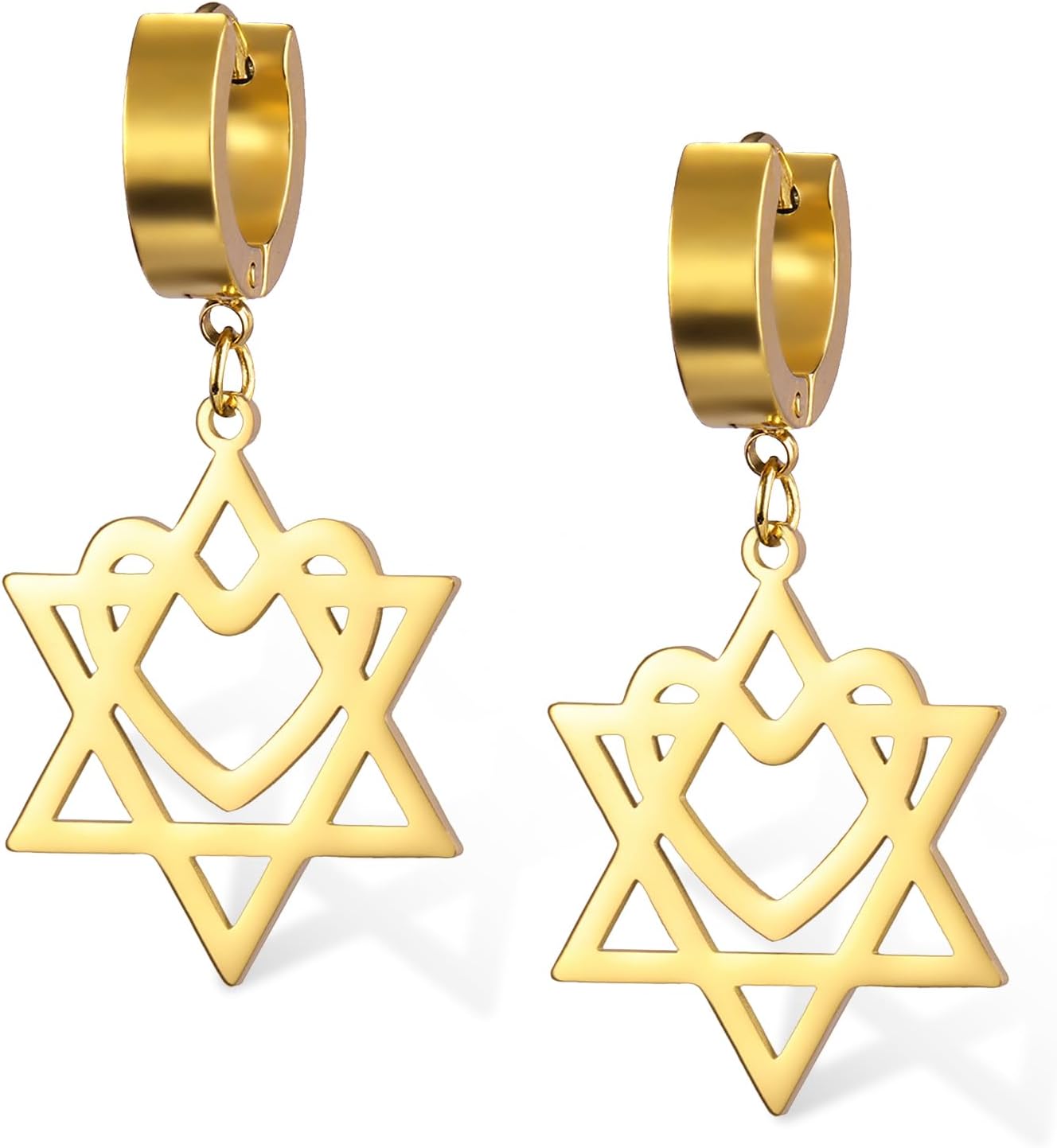 VASSAGO Davidsstjärna örhängen för kvinnor judisk stjärna med kors hängande droppörhängen rostfritt stål sexspetsiga stjärnörhängen Israel religiös judisk Hanukkah smyckesgåva