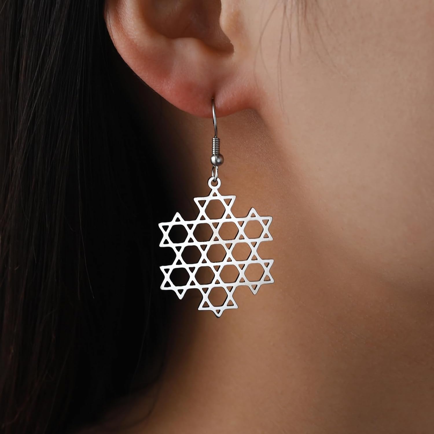 VASSAGO Davidsstjärna örhängen för kvinnor judisk stjärna med kors hängande droppörhängen rostfritt stål sexspetsiga stjärnörhängen Israel religiös judisk Hanukkah smyckesgåva