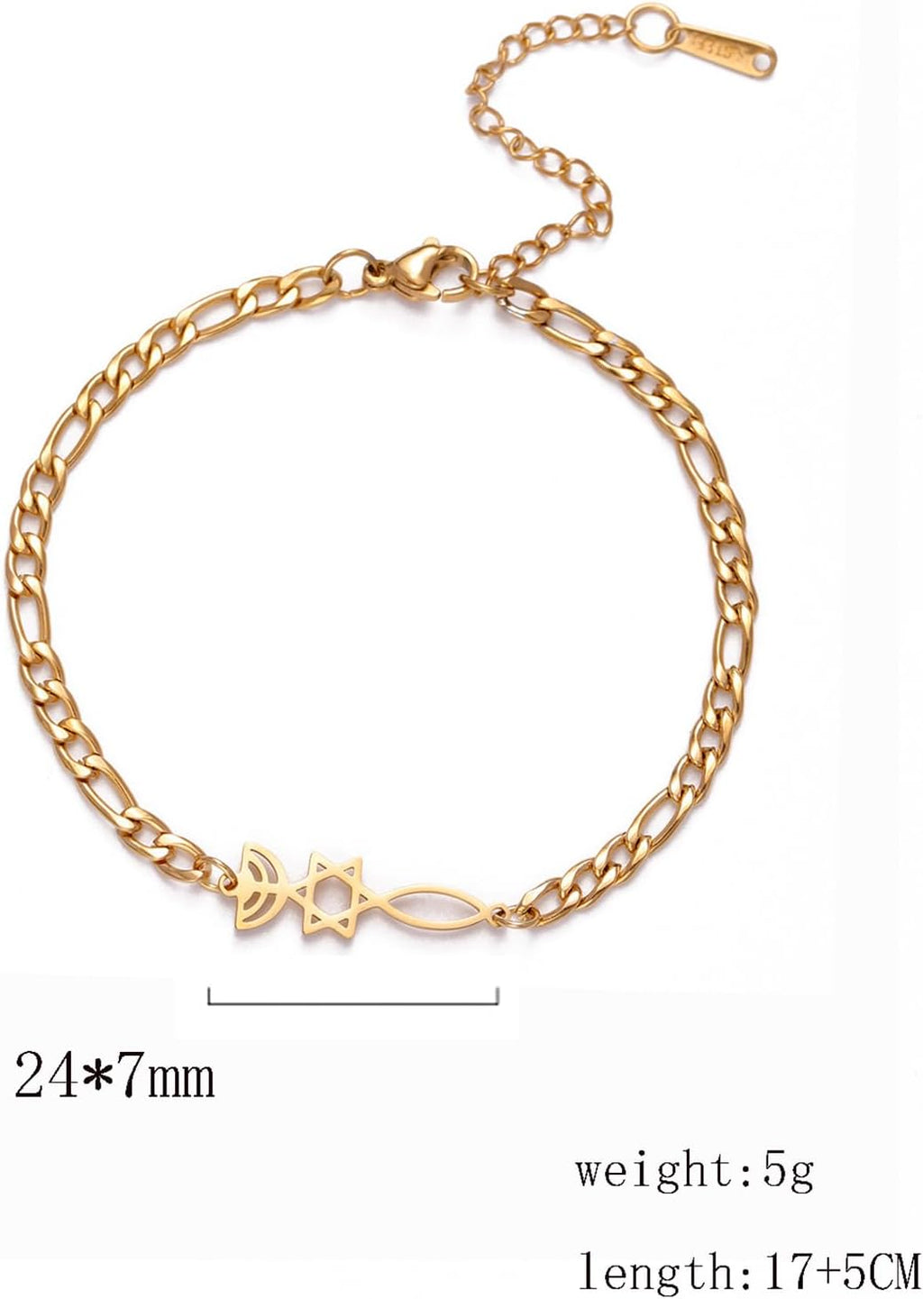 UNIFT Judisk Davidsstjärna ljusstake armband för kvinnor rostfritt stål retro israel ljusstake davidsstjärna armband Hanukkah smycken