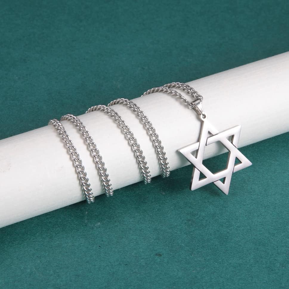 VASSAGO Halsband med davidsstjärnan, talisman, rostfritt stål, hänge, judisk sexkant, israelitiskt smycke för män