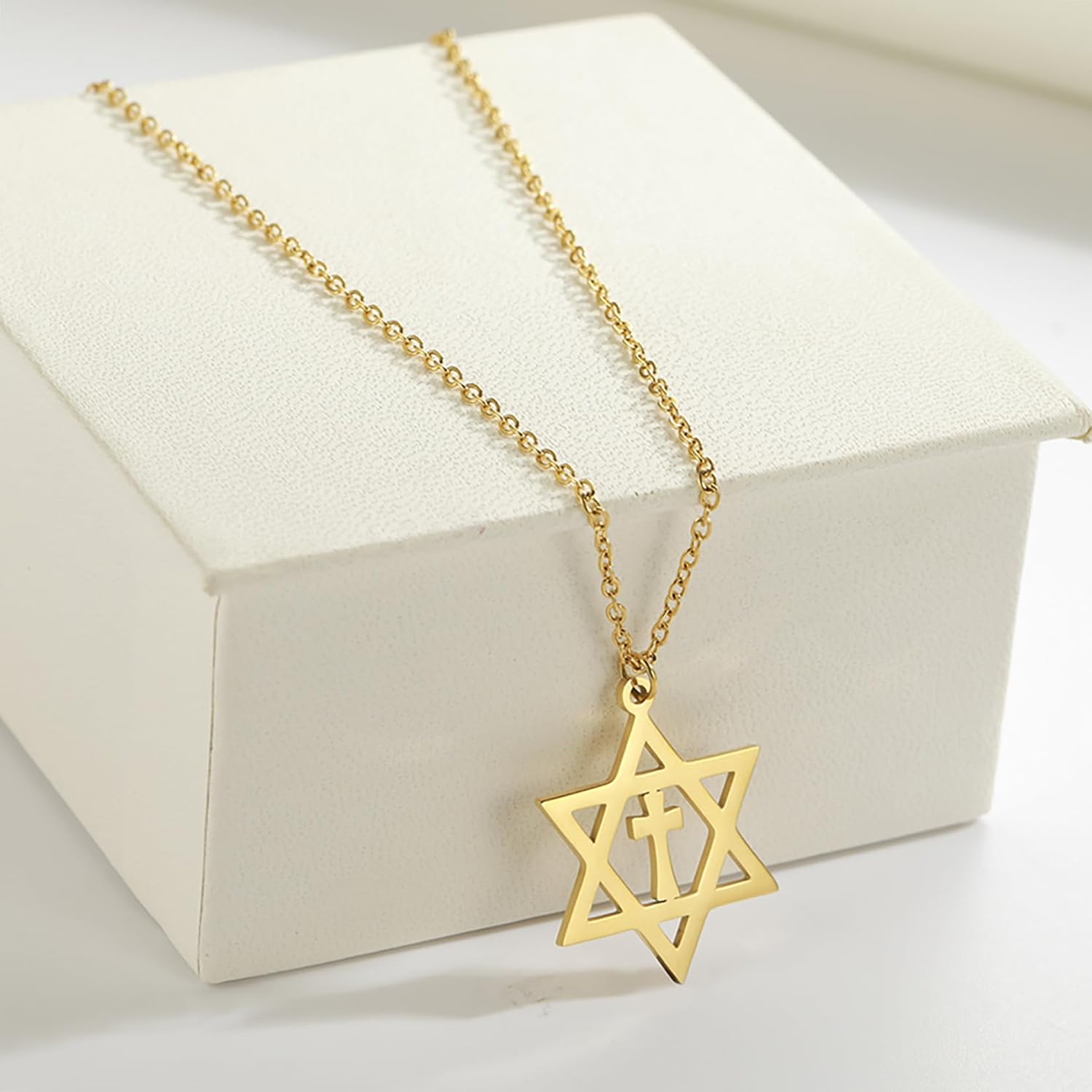 Davidsstjärna halsband för kvinnor hexagram hänge halsband amulett symbo judisk Israel religiös david smycken gåva kvinnor