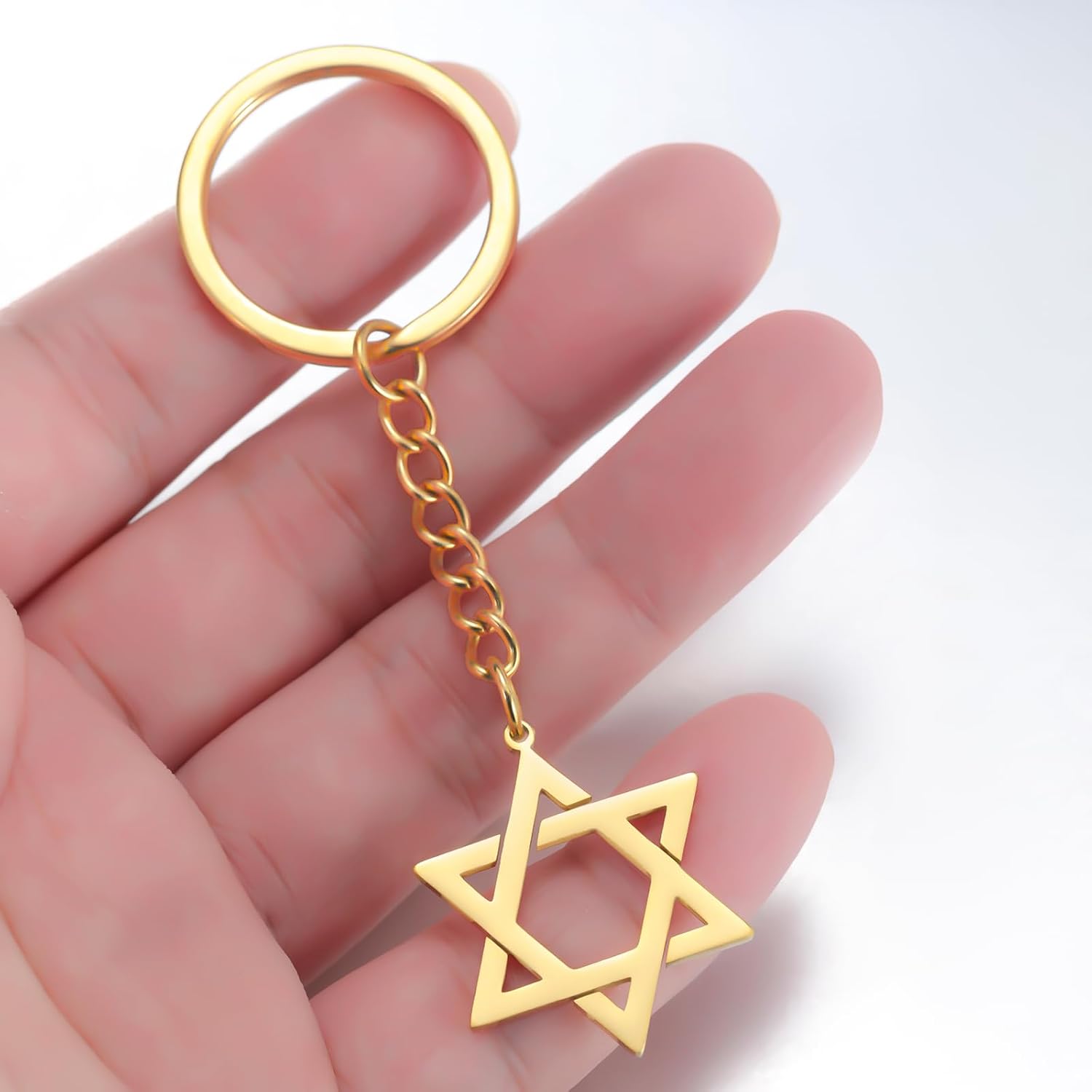 VASSAGO Davidsstjärna nyckelring för kvinnor män judisk stjärna Menorah nyckelring rostfritt stål Hanukkah nyckelring Israel religiösa smycken