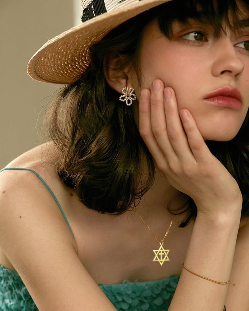 Davidsstjärna halsband för kvinnor hexagram hänge halsband amulett symbo judisk Israel religiös david smycken gåva kvinnor