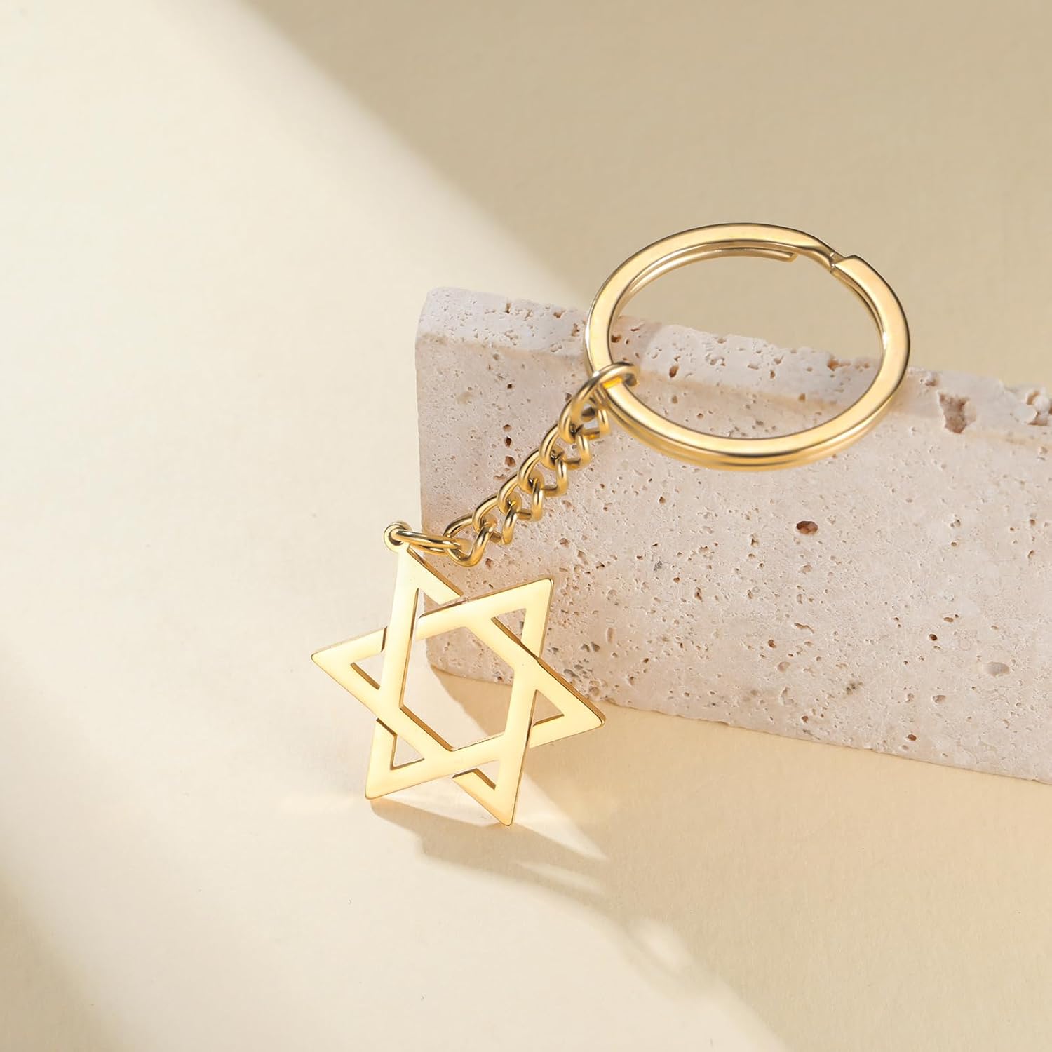 VASSAGO Davidsstjärna nyckelring för kvinnor män judisk stjärna Menorah nyckelring rostfritt stål Hanukkah nyckelring Israel religiösa smycken