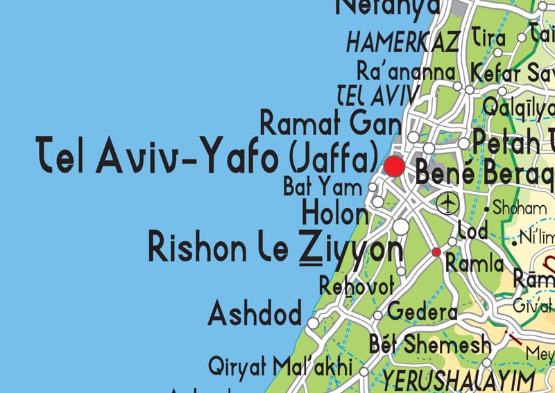 Karta över Israel, storlek A2, 59,4 x 42 cm, papperslaminerad