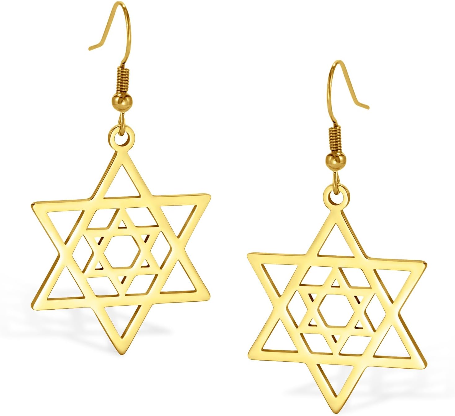 VASSAGO Davidsstjärna örhängen för kvinnor judisk stjärna med kors hängande droppörhängen rostfritt stål sexspetsiga stjärnörhängen Israel religiös judisk Hanukkah smyckesgåva