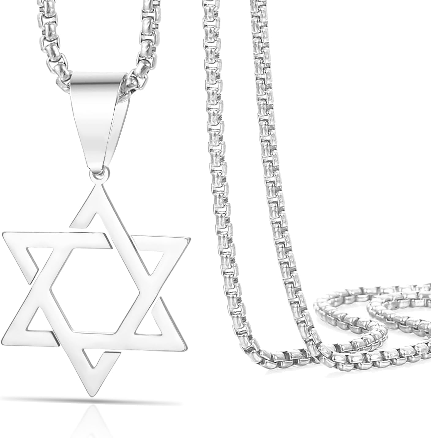 VASSAGO Halsband med davidsstjärnan, talisman, rostfritt stål, hänge, judisk sexkant, israelitiskt smycke för män