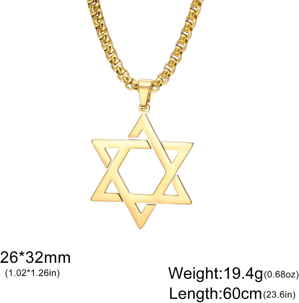 VASSAGO Halsband med davidsstjärnan, talisman, rostfritt stål, hänge, judisk sexkant, israelitiskt smycke för män