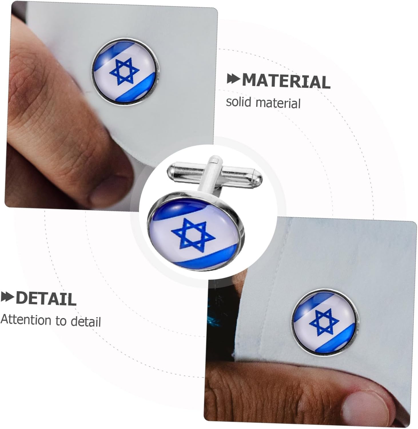 PACKOVE 1par Israel Flag Cufflinks För Kostym Unik Design Hantverk Stilig Accessoar För Formella Tillfällen Och Vardagskläder