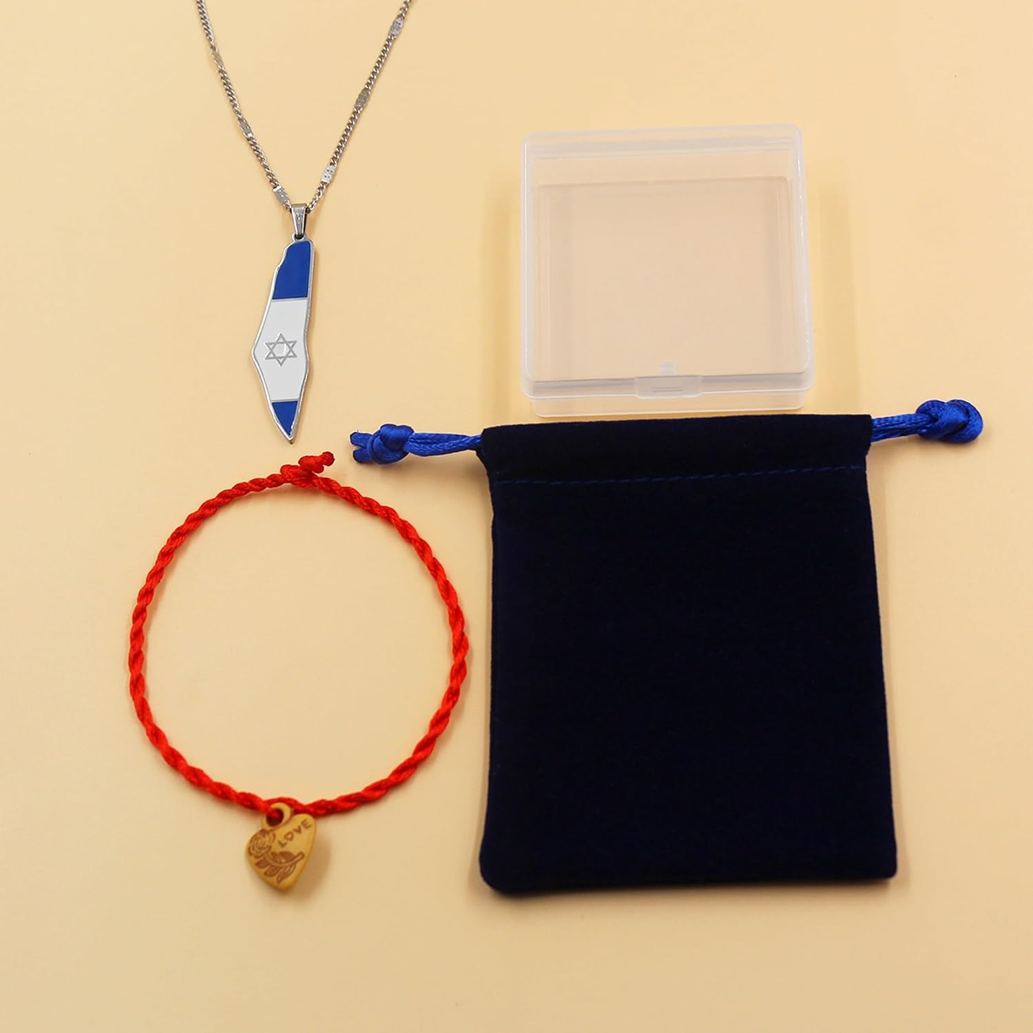 Blå och Vit Davidstjärna Israel Flagga Halsband - Israelsk Stolthet Smycken för Män YA5139