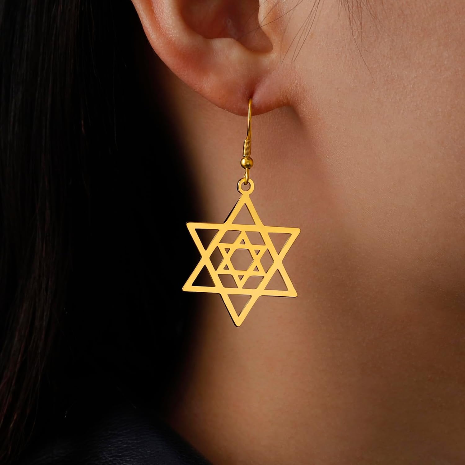VASSAGO Davidsstjärna örhängen för kvinnor judisk stjärna med kors hängande droppörhängen rostfritt stål sexspetsiga stjärnörhängen Israel religiös judisk Hanukkah smyckesgåva