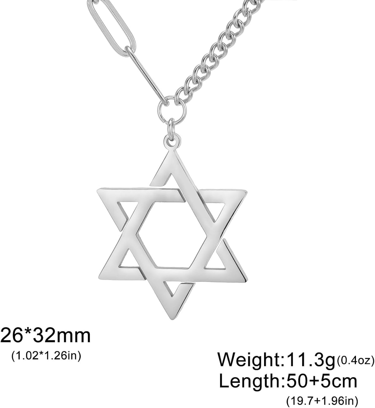 VASSAGO Halsband med davidsstjärnan, talisman, rostfritt stål, hänge, judisk sexkant, israelitiskt smycke för män