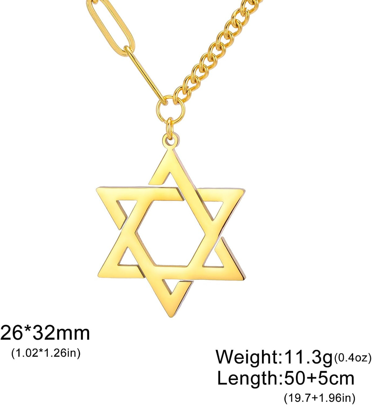 VASSAGO Halsband med davidsstjärnan, talisman, rostfritt stål, hänge, judisk sexkant, israelitiskt smycke för män