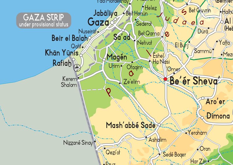 Karta över Israel, storlek A2, 59,4 x 42 cm, papperslaminerad