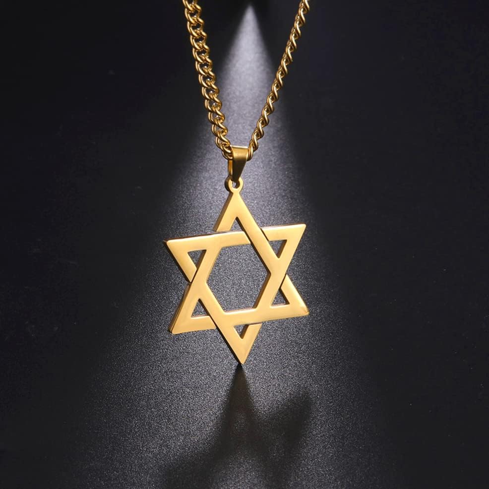 VASSAGO Halsband med davidsstjärnan, talisman, rostfritt stål, hänge, judisk sexkant, israelitiskt smycke för män