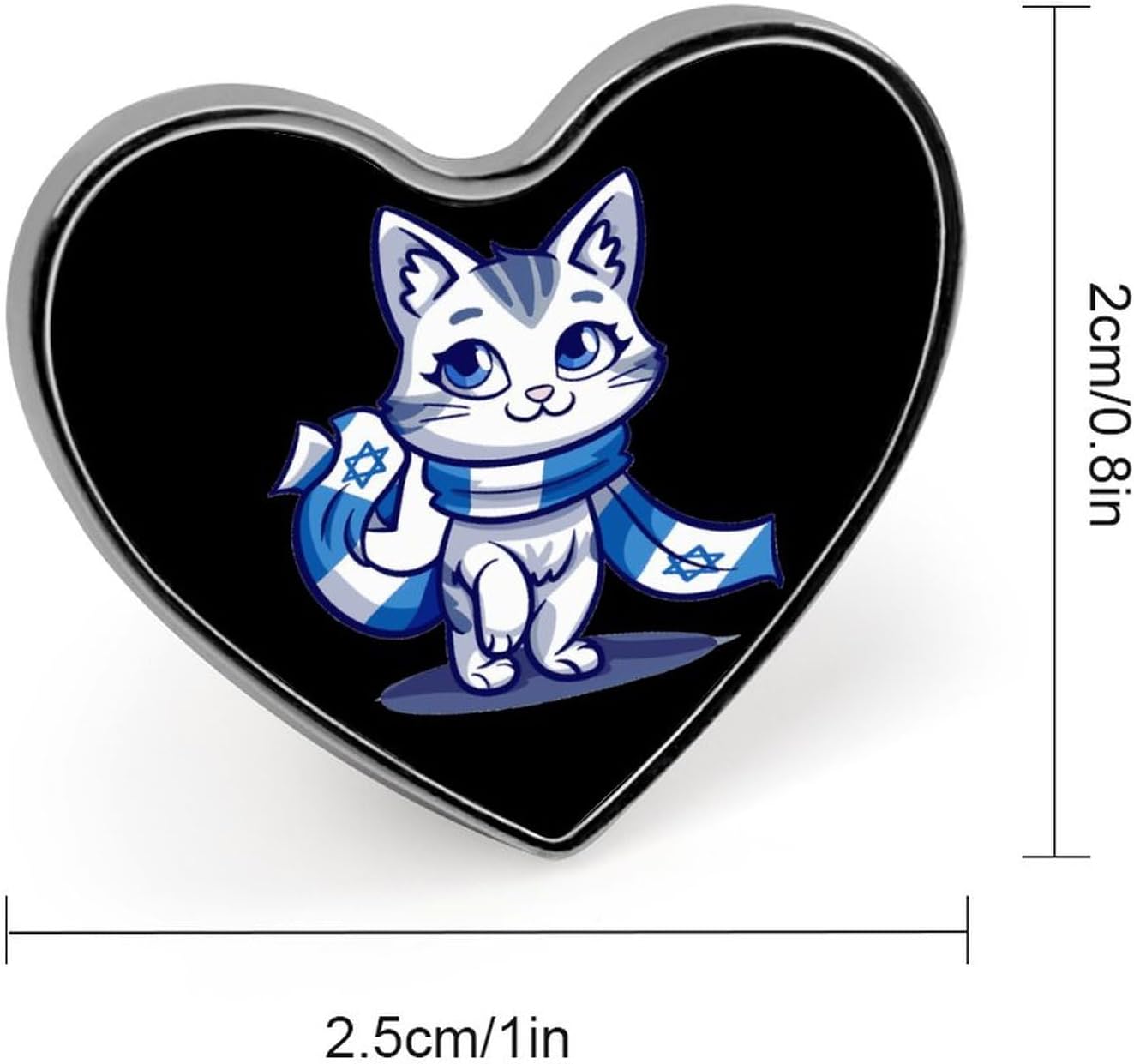 Israel patriotisk katt Israel flagga bricka hjärtform söt brosch nål knapp märken för ryggsäck jackor hattar dekor