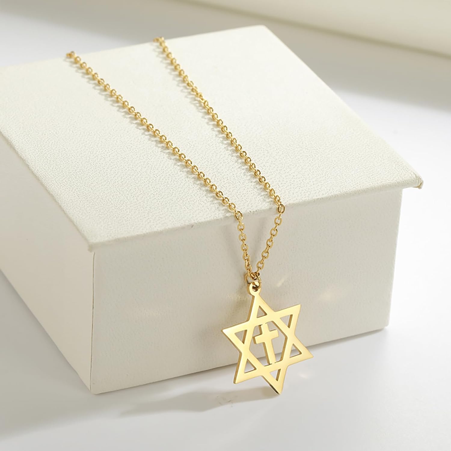 Davidsstjärna halsband för kvinnor hexagram hänge halsband amulett symbo judisk Israel religiös david smycken gåva kvinnor