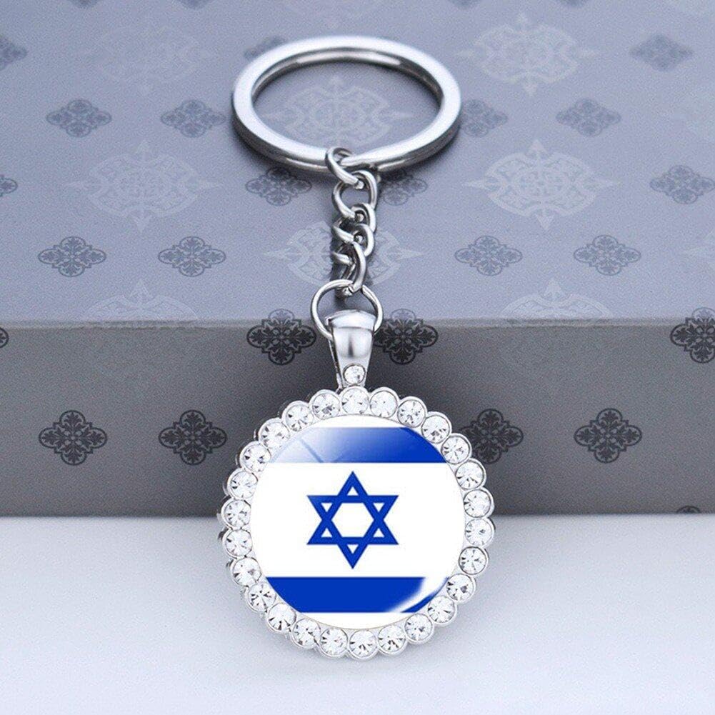 Israels nationella flagga nyckelring Israels flagga glänsande kristall nyckelring nyckelring med hänge Souvenir Accessories Mode