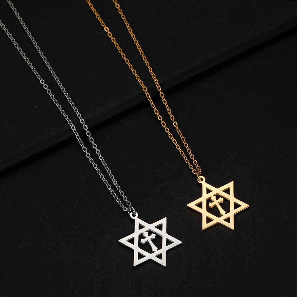 Davidsstjärna halsband för kvinnor hexagram hänge halsband amulett symbo judisk Israel religiös david smycken gåva kvinnor
