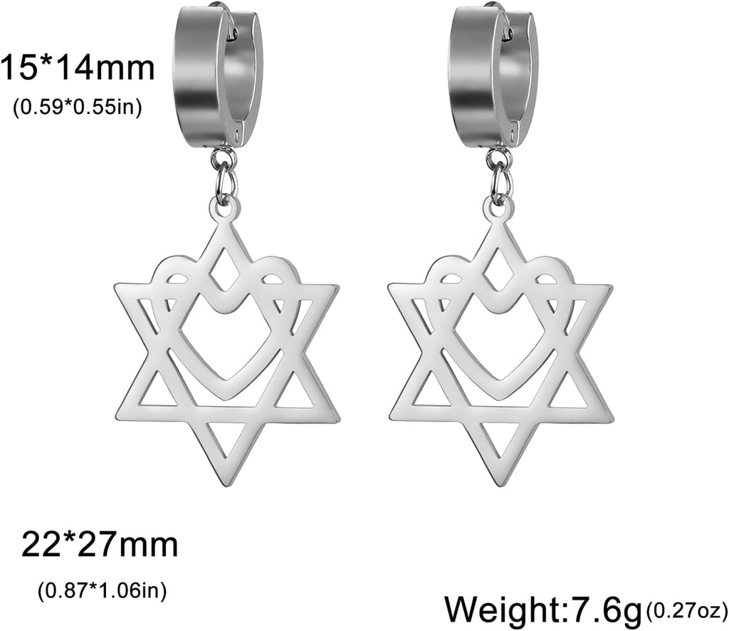 VASSAGO Davidsstjärna örhängen för kvinnor judisk stjärna med kors hängande droppörhängen rostfritt stål sexspetsiga stjärnörhängen Israel religiös judisk Hanukkah smyckesgåva