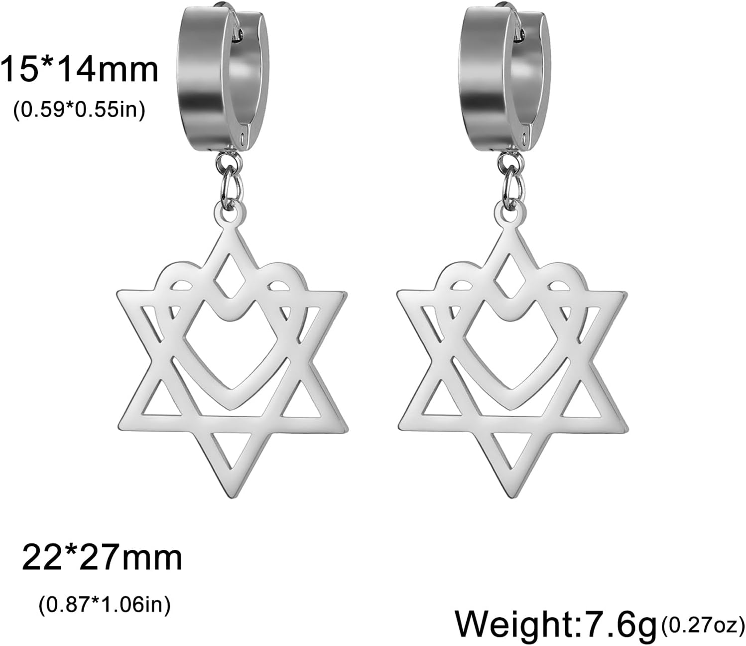 VASSAGO Davidsstjärna örhängen för kvinnor judisk stjärna med kors hängande droppörhängen rostfritt stål sexspetsiga stjärnörhängen Israel religiös judisk Hanukkah smyckesgåva