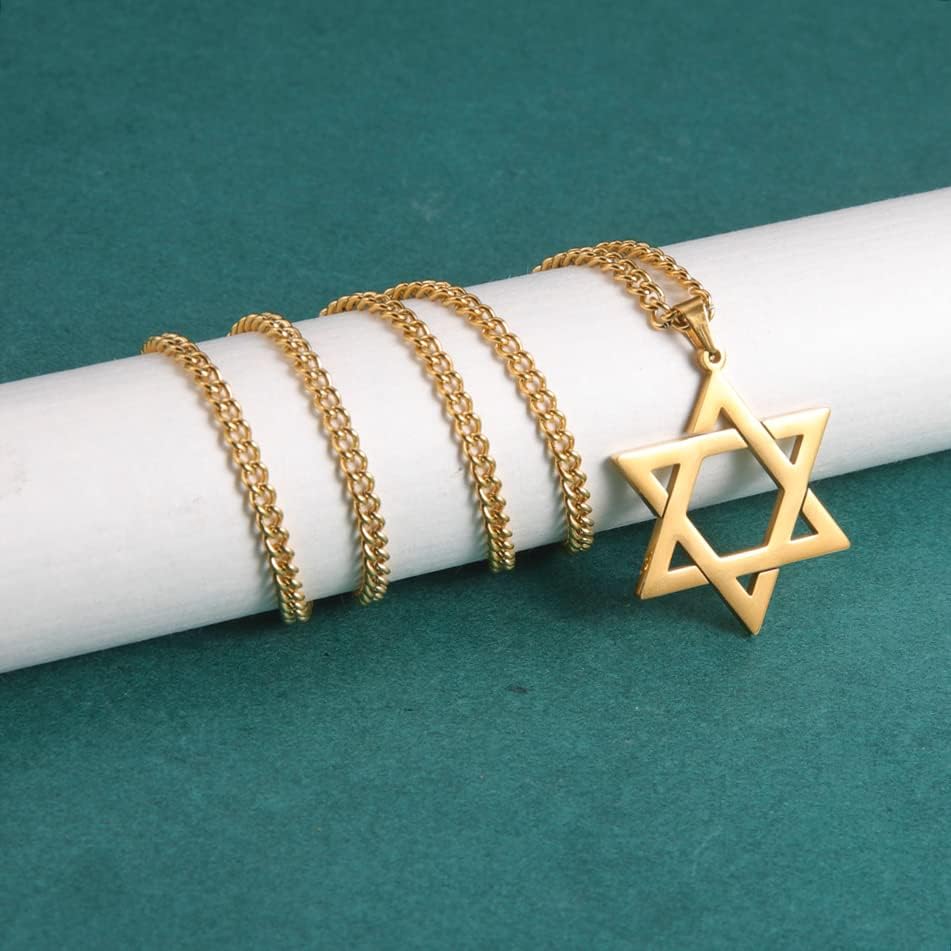 VASSAGO Halsband med davidsstjärnan, talisman, rostfritt stål, hänge, judisk sexkant, israelitiskt smycke för män