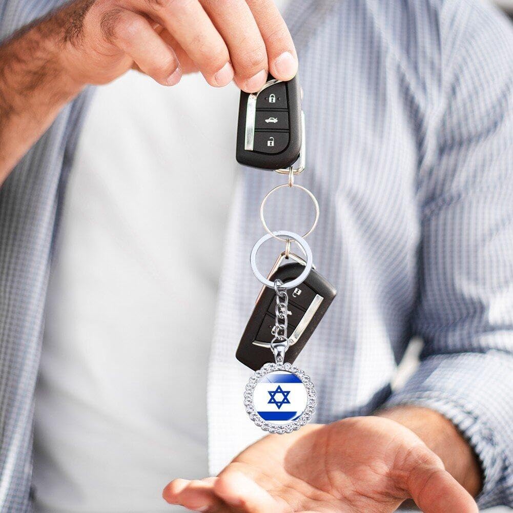 Israels nationella flagga nyckelring Israels flagga glänsande kristall nyckelring nyckelring med hänge Souvenir Accessories Mode
