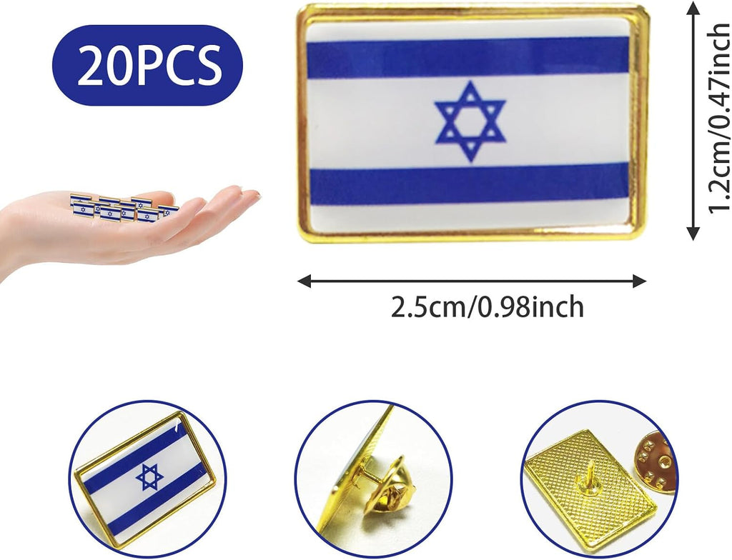 Flaggstift 20 st Israels flaggstift bulk metall israelisk brosch bricka souvenir gits för män kvinnor på kläder väskor hattar ryggsäck 2,5 x 1,2 cm, 1 x 0,2 tum., En storlek, Metall
