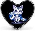Israel patriotisk katt Israel flagga bricka hjärtform söt brosch nål knapp märken för ryggsäck jackor hattar dekor