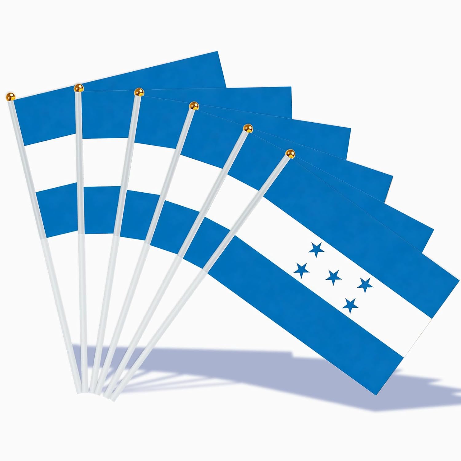AhfuLife 15 stycken små Israel-flaggor för israelisk dekoration, mini Israel, handhållen flagga med 30 cm vit stolpe för Jom HaAtzma'ut Synagoge, solidaritetsfest, hem, trädgård, bar, dekoration