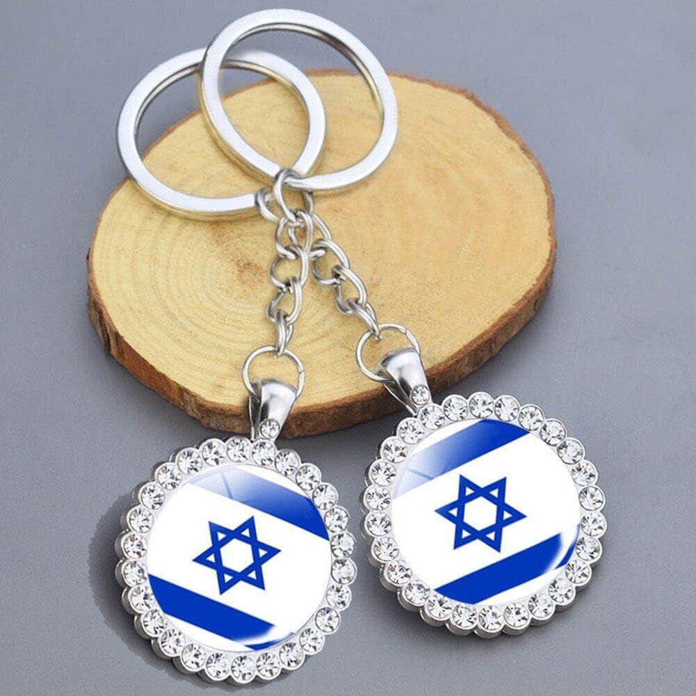 Israels nationella flagga nyckelring Israels flagga glänsande kristall nyckelring nyckelring med hänge Souvenir Accessories Mode