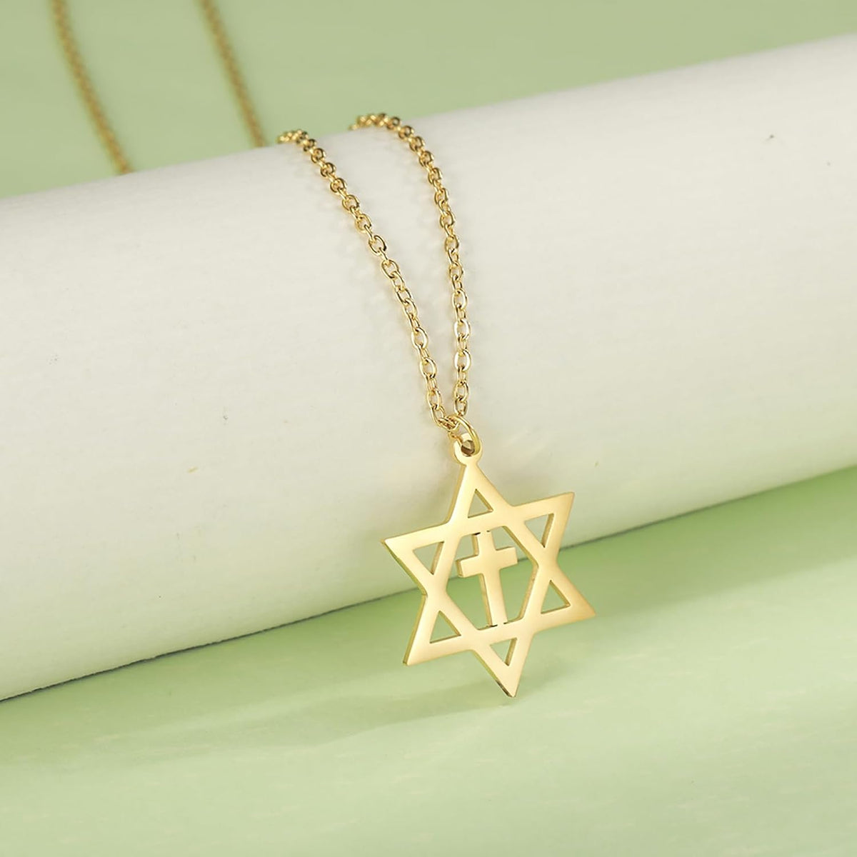 VASSAGO Halsband med davidsstjärnan, talisman, rostfritt stål, hänge, judisk sexkant, israelitiskt smycke för män