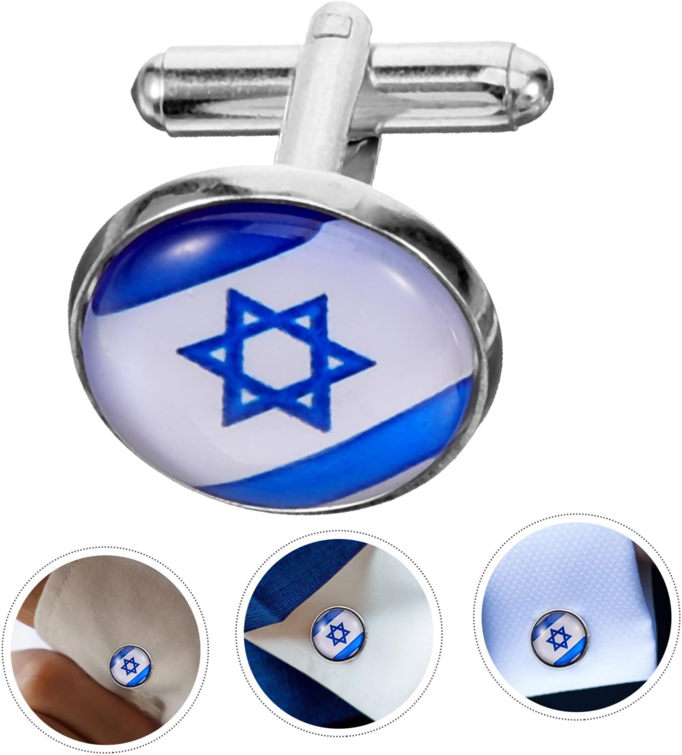 PACKOVE 1par Israel Flag Cufflinks För Kostym Unik Design Hantverk Stilig Accessoar För Formella Tillfällen Och Vardagskläder