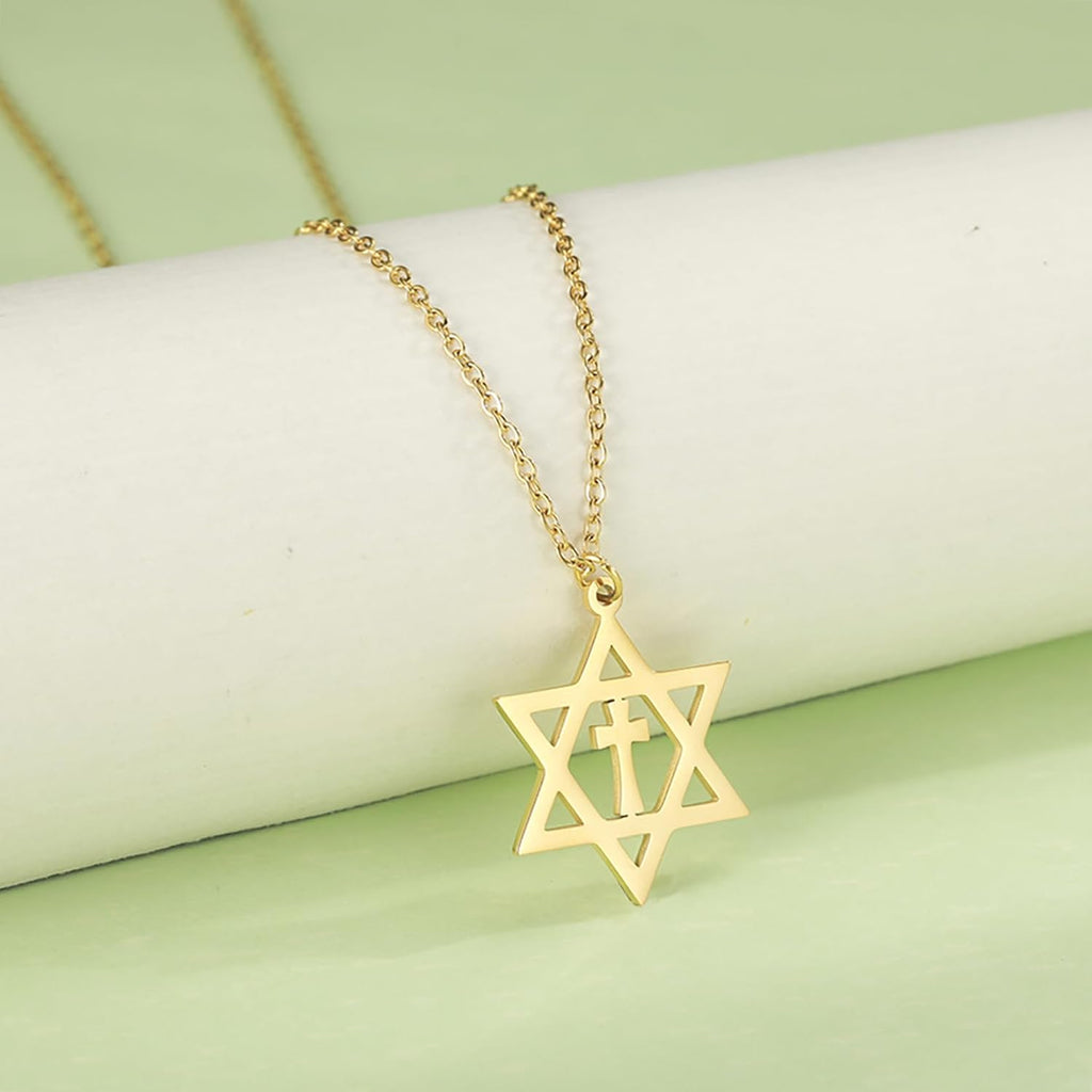 Davidsstjärna halsband för kvinnor hexagram hänge halsband amulett symbo judisk Israel religiös david smycken gåva kvinnor