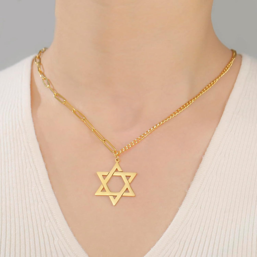 VASSAGO Halsband med davidsstjärnan, talisman, rostfritt stål, hänge, judisk sexkant, israelitiskt smycke för män