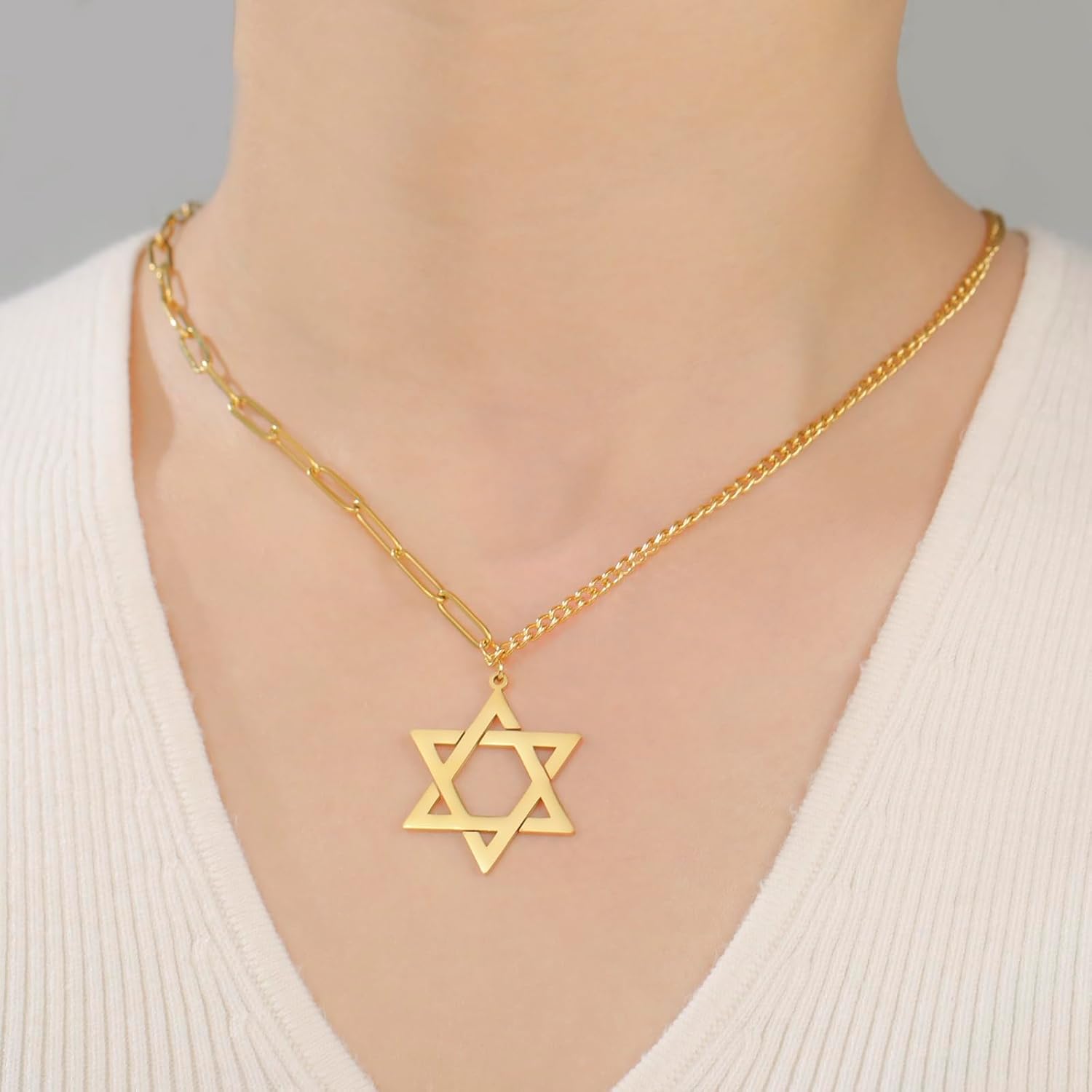 VASSAGO Halsband med davidsstjärnan, talisman, rostfritt stål, hänge, judisk sexkant, israelitiskt smycke för män