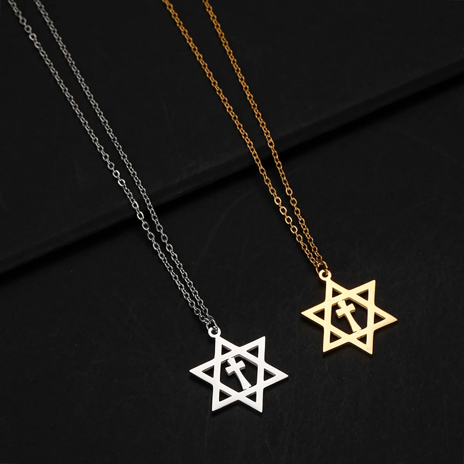 Davidsstjärna halsband för kvinnor hexagram hänge halsband amulett symbo judisk Israel religiös david smycken gåva kvinnor
