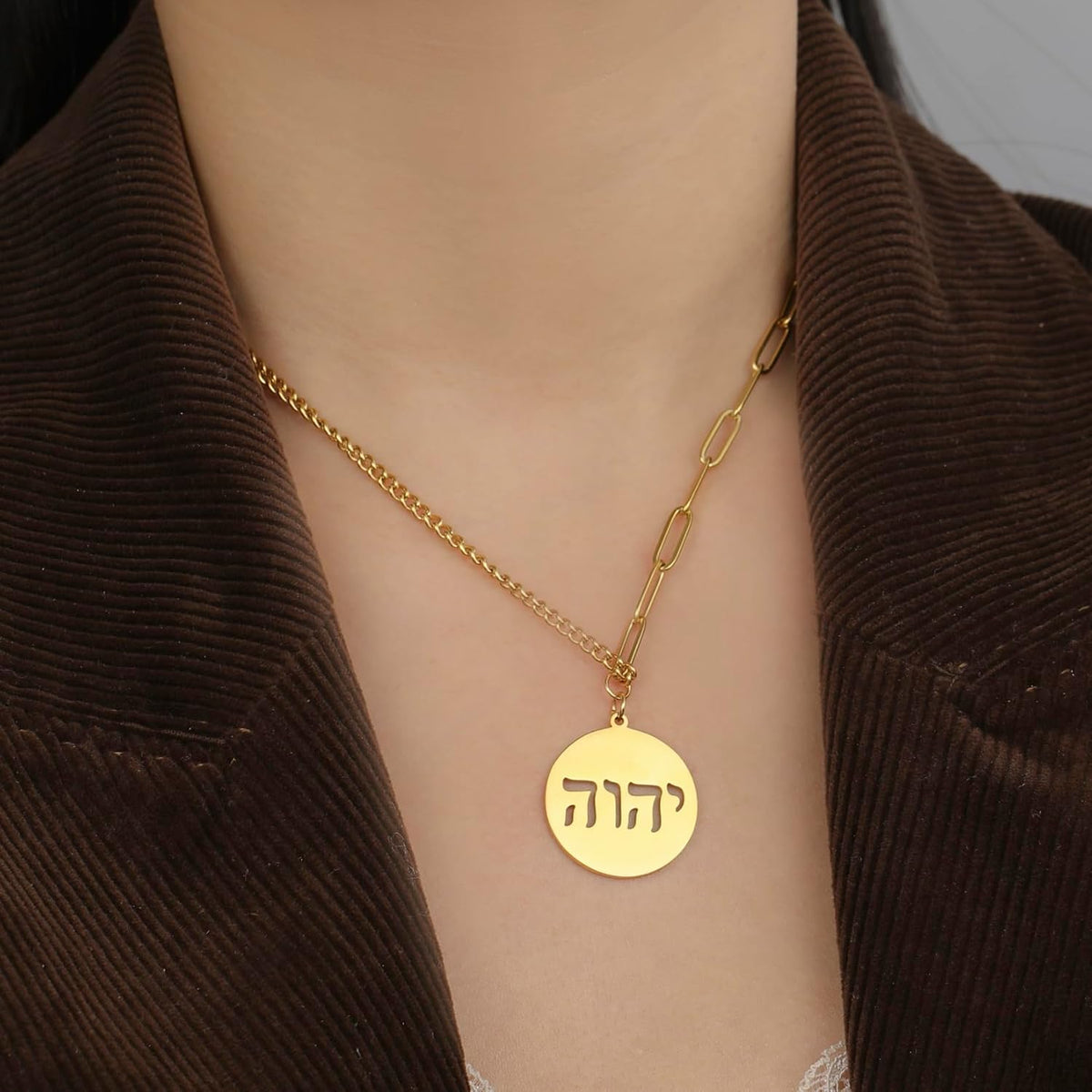 Hebreiska halsband judendom religion trohchai halsband Jehovah hängen hebreiska bibeln gud namn smycken Hanukkah Israel amuletter gåvor kristendom kvinnor män