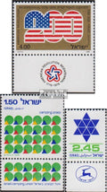 Israel 670,671,675 med Tab (fullständigt.utgåva.) 1976 U.S., Camping, Davidstern (Frimärken för samlare)