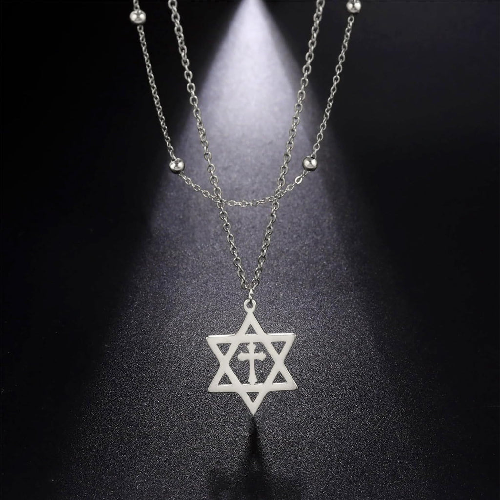 Davidsstjärna halsband för kvinnor hexagram hänge halsband amulett symbo judisk Israel religiös david smycken gåva kvinnor