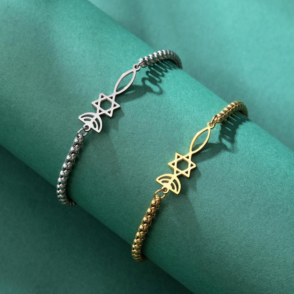 UNIFT Judisk Davidsstjärna ljusstake armband för kvinnor rostfritt stål retro israel ljusstake davidsstjärna armband Hanukkah smycken