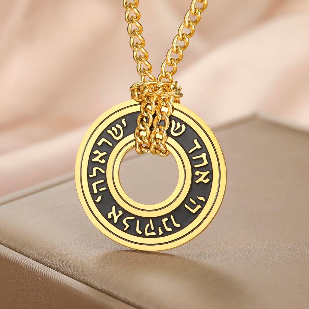 LIKGREAT Shema Yisrael halsband judisk shema hebreisk bön halsband rostfritt stål judisk tro Israel religiöst skydd smycken